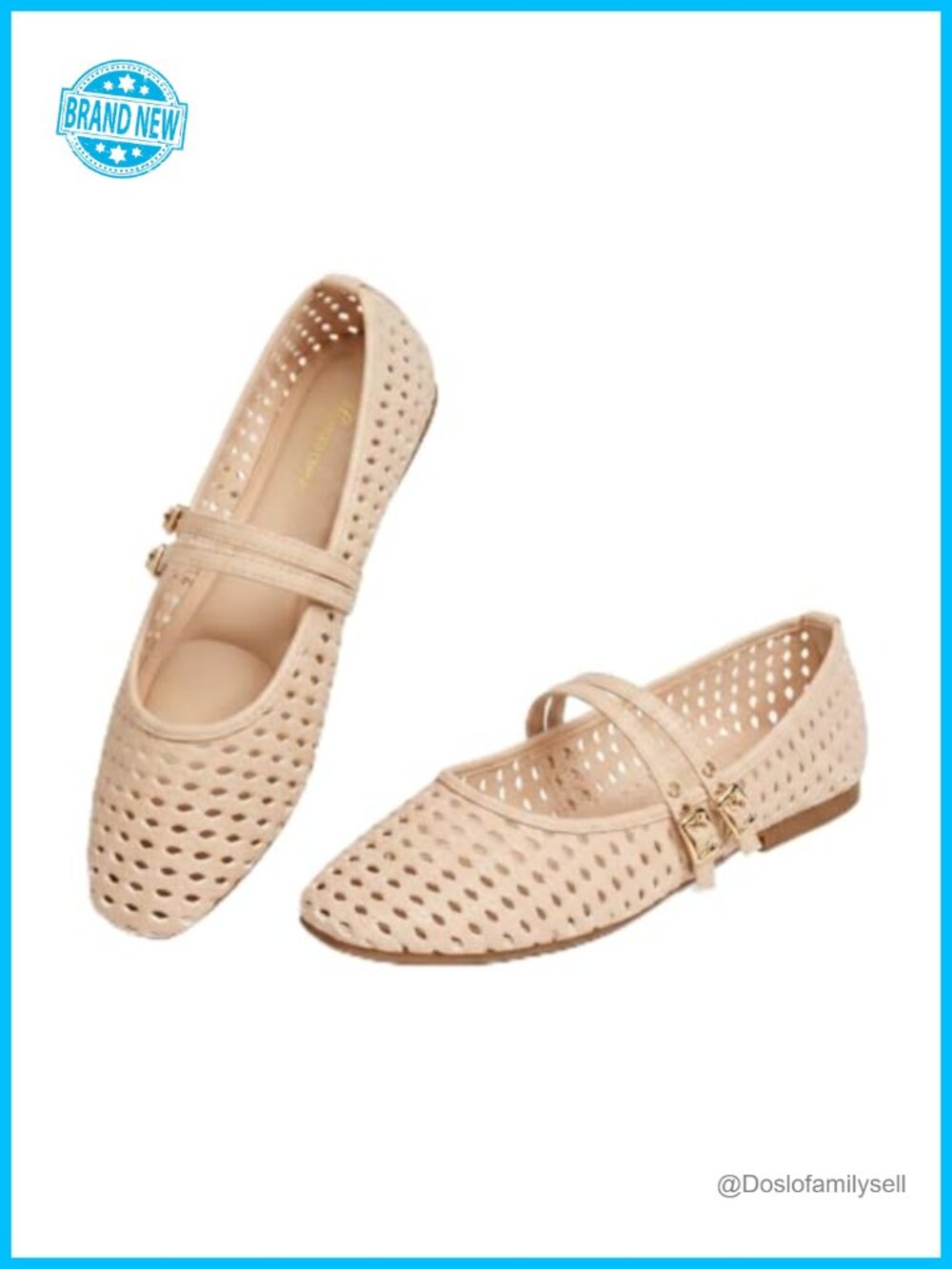 Woven Mary Jane Flats PU Double Straps Buckle Round Toe Women